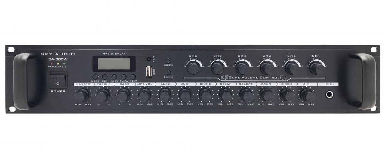 Трансляційний підсилювач потужності Sky Sound SA-300W шість зон, фото 1