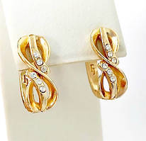 Сережки TSATSA. Позолота 18К. Камені: білий циркон. Довжина: 18 мм. Ширина: 7 мм.