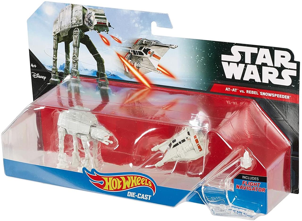 Hot Wheels Star Wars At-at + Rebel Snowspeeder набір із зорельоту та персонажа з Зіркові війни Mattel DML94