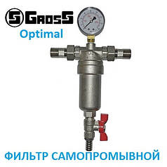 Фільтр самопромивний 3/4" з манометром і згонами Gross Optimal