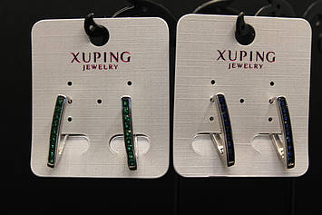 Ошатні Хьюпінг сріблясті сережки з синім зеленим камінням гірський кришталь Xuping медичне золото