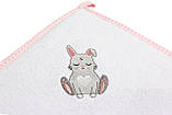 Дитячий махровий рушник 100х100 см з куточком Sensillo Frotte рожевий Кролик, фото 2
