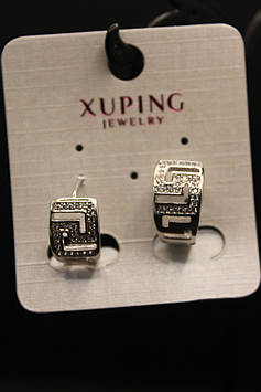 Витончені Хьюпінг сріблясті сережки з камінням гірський кришталь Xuping медичне золото