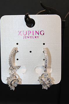 Розкішні Хьюпінг сріблясті сережки з камінням гірський кришталь Xuping медичне золото