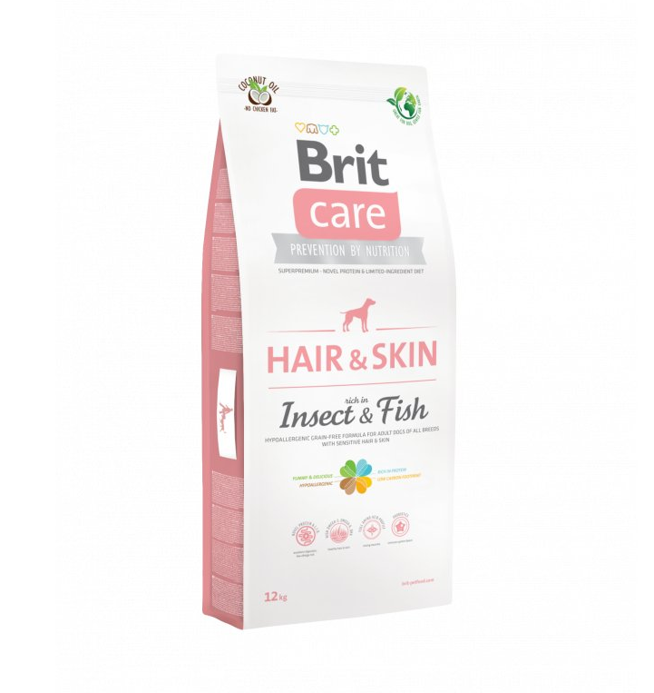 Brit Care (Брит кеа) Dog Hair & Skin Insect&Fish гіпоалергенний корм з комахами і рибою, 12 кг