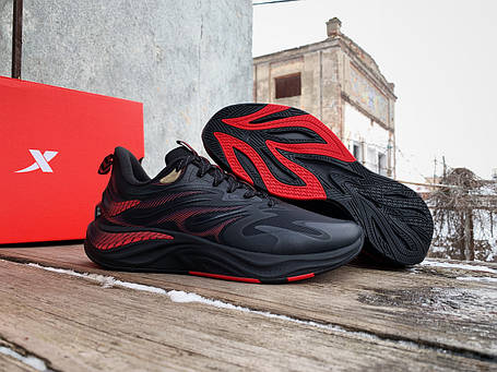Чоловічі оригінальні кросівки Xtep Running Shoes Black Red чорні, фото 1
