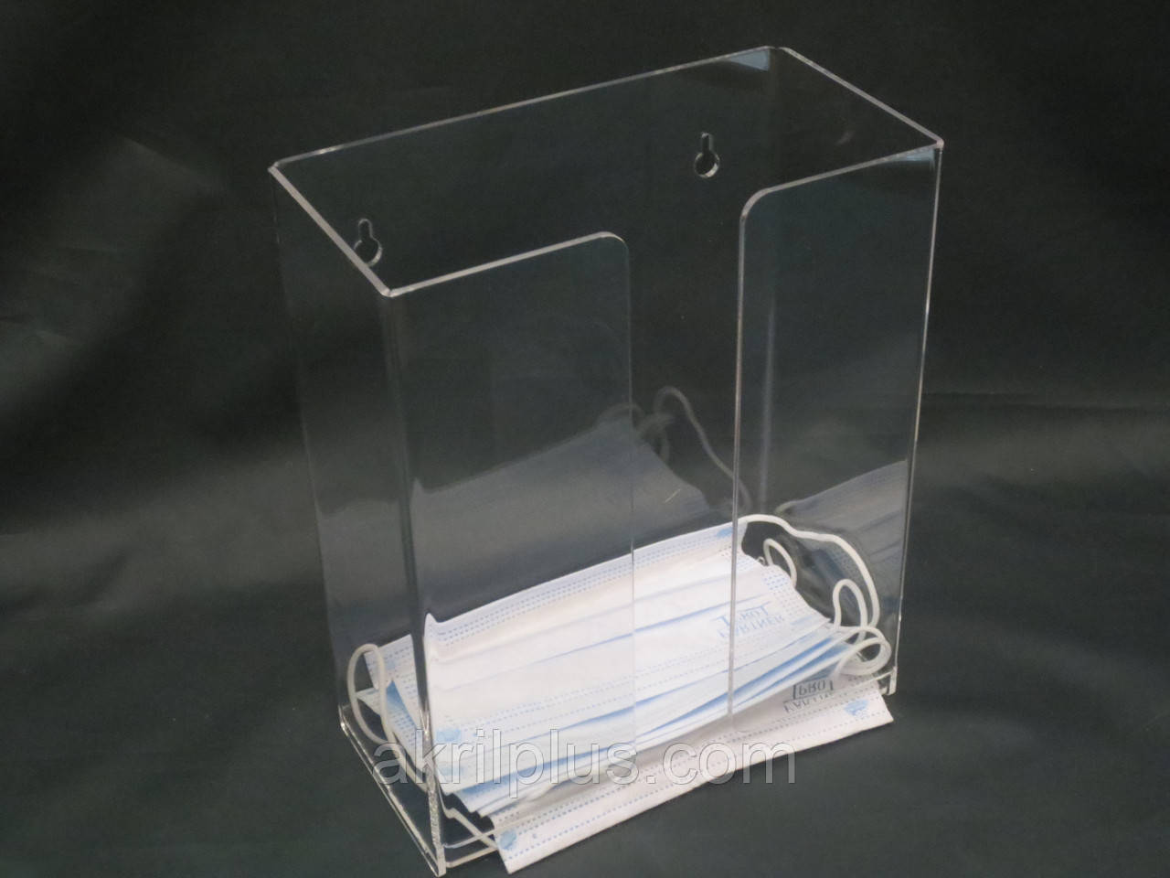 Тримач контейнер прозорий для одноразових масок настінний, фото 1