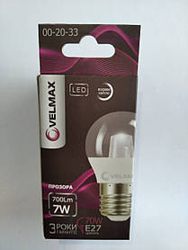 LED ЛАМПА VELMAX V-G45-CL, 7W, Е27, 4100 K, 700LM, EMC, ПРОЗОРУ