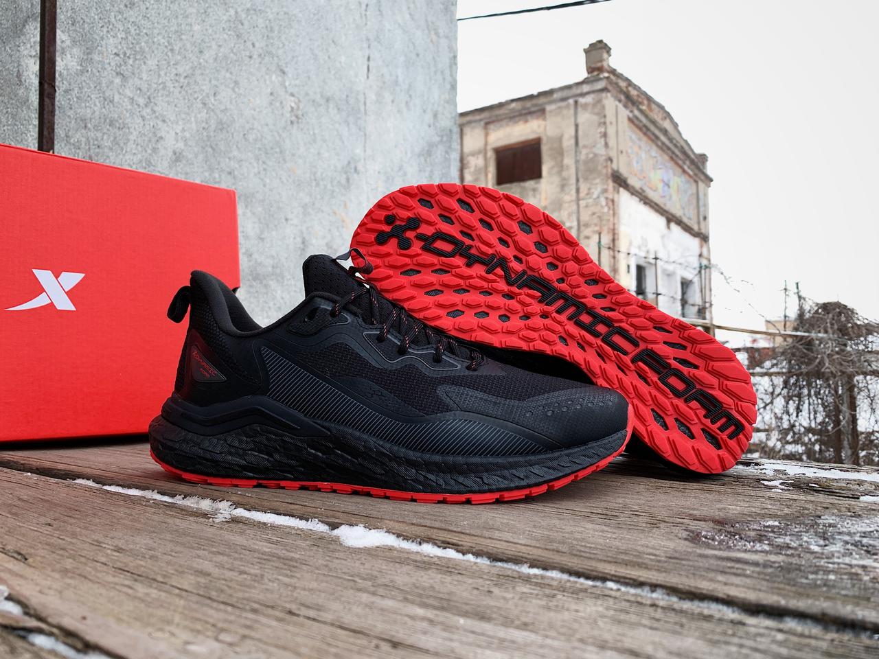 Чоловічі оригінальні кросівки Xtep Running Shoes Black Red чорні