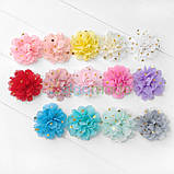 Квітка з шифону троянда в горошок СІРИЙ, 7 см, 1 шт, фото 2