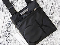 АКЦИЯ! Мужская сумка планшетка Calvin Klein текстильная, стильная черная барсетка через плечо Келвин Кляйн