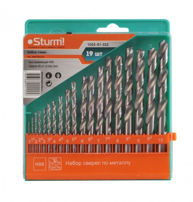 Свердла по металу Sturm (1-10 мм, 19 шт) 1055-01-SS2, фото 1