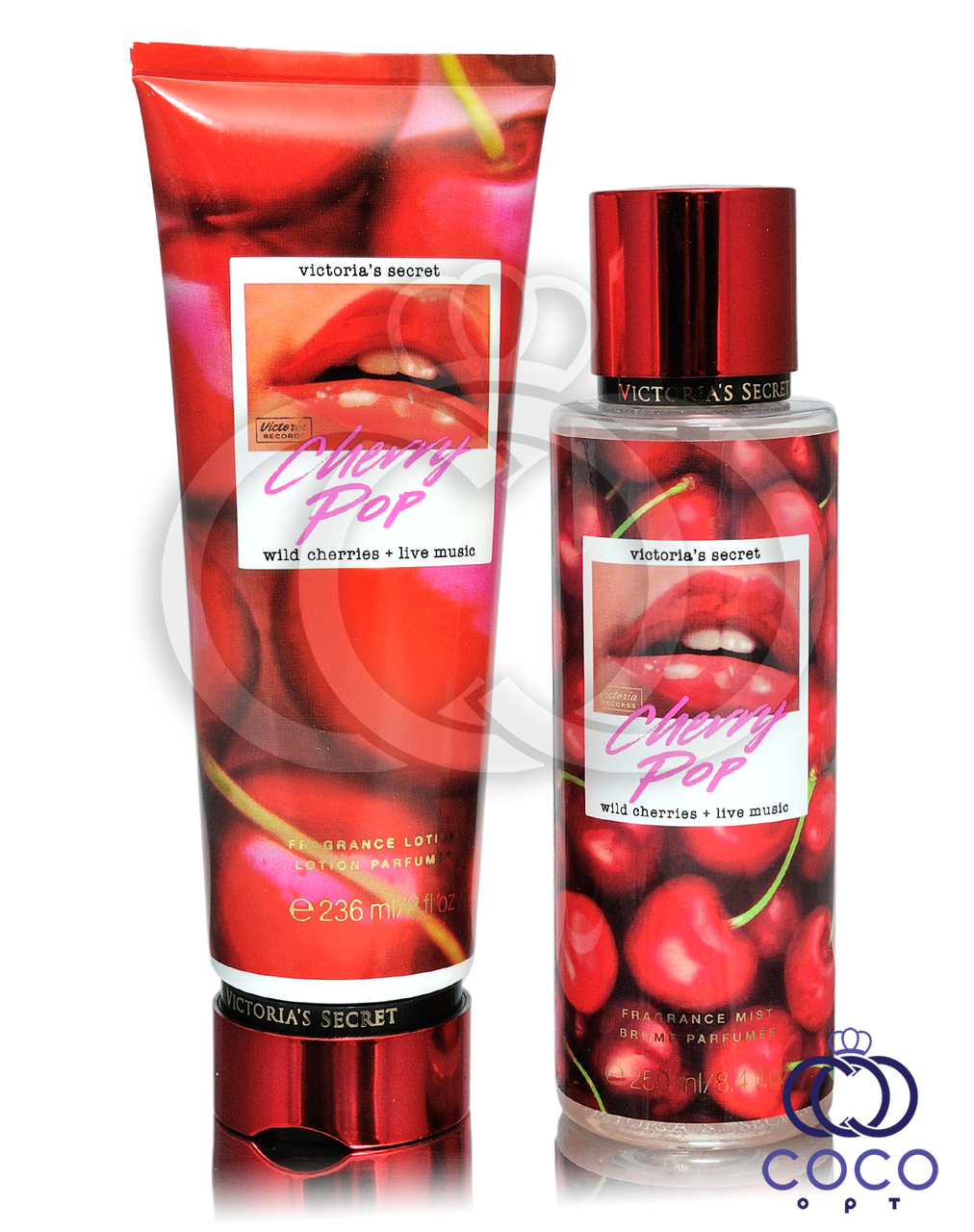 Парфумований набір Victoria's Secret лосьйон і спрей для тіла Cherry Pop ПАКЕТ В ПОДАРУНОК