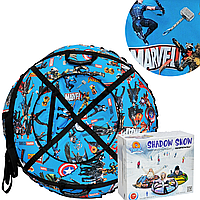 Надувні сани тюбінг 100 см "Марвел синій" Месники (Оксфорд, ПВХ) льодяник пончик