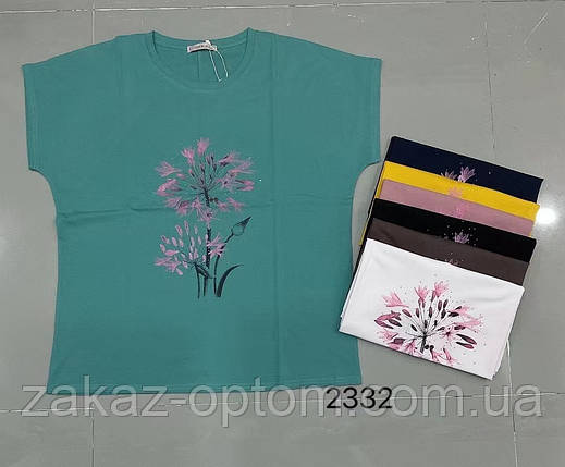 Футболка жіноча оптом один размер100%Cotton (46-50) Китай-87168, фото 2