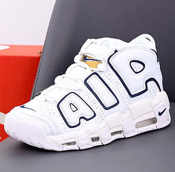 Кросівки чоловічі Nike Air More Uptempo весна осінь демісезонні білі з золотом. Живо фото. Топ