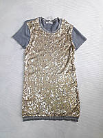 Платье-туника вязаное нарядное с паетками для девочки подростка 146-152 см