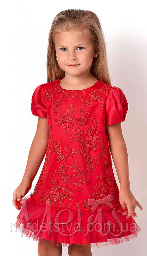 Дитяче святкове плаття для дівчаток з мереживом Mevis червоне