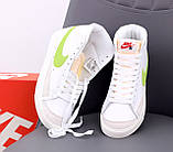 Жіночі кросівки Nike Blazer Mid '77 White Green Black Multicolor, білі шкіряні кросівки найк блейзер мід, фото 7