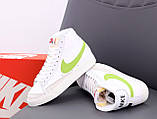 Жіночі кросівки Nike Blazer Mid '77 White Green Black Multicolor, білі шкіряні кросівки найк блейзер мід, фото 8