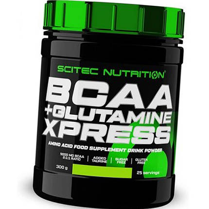 ВСАА Амінокислоти Scitec BCAA + Glutamine Xpress 300 г лайм, фото 2