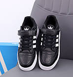 Чоловічі кросівки Adidas Forum Black White, чорні шкіряні кросівки адідас форум чорно-білі, фото 5