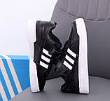 Чоловічі кросівки Adidas Forum Black White, чорні шкіряні кросівки адідас форум чорно-білі, фото 6