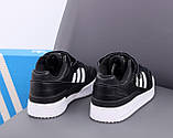 Чоловічі кросівки Adidas Forum Black White, чорні шкіряні кросівки адідас форум чорно-білі, фото 7
