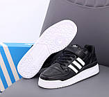 Чоловічі кросівки Adidas Forum Black White, чорні шкіряні кросівки адідас форум чорно-білі, фото 2
