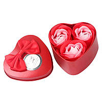 Подарочный набор Мыльные розы для ванны 3 шт. в форме сердца With Love