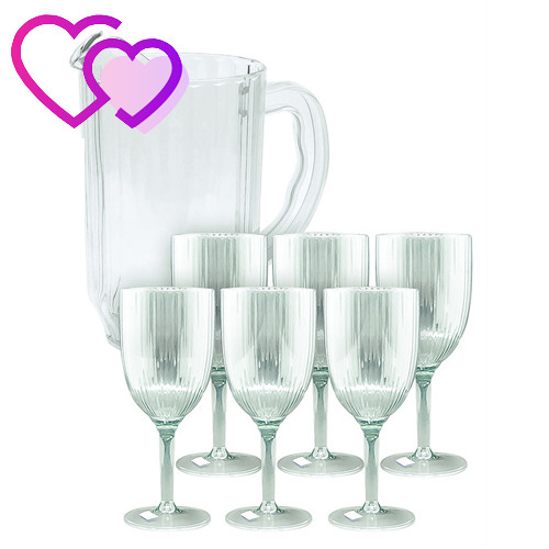 Комплект 6 келихів Жадор 375 мл глечик 950 мл багаторазовий посуд що не б'ється для басейну яхти кейтеринга