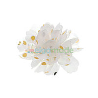 Цветок из шифона роза в горошек БЕЛЫЙ, 7 см, 1 шт