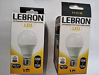 LED ЛАМПА LEBRON L-A60, 10W, Е27, 4100K, 850LM, КУТ 240°