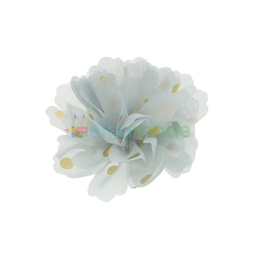 Квітка з шифону троянда в горошок СІРИЙ, 7 см, 1 шт, фото 1