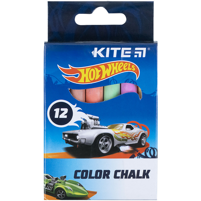 Крейда кольорова Kite Jumbo Hot Wheels 12шт HW21-075