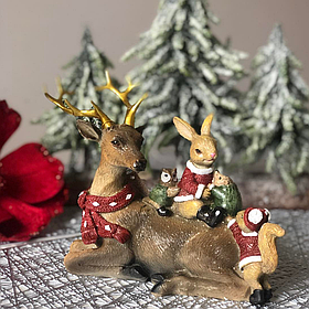 Лісові звірятка статуетка 17 см для новорічного декору.