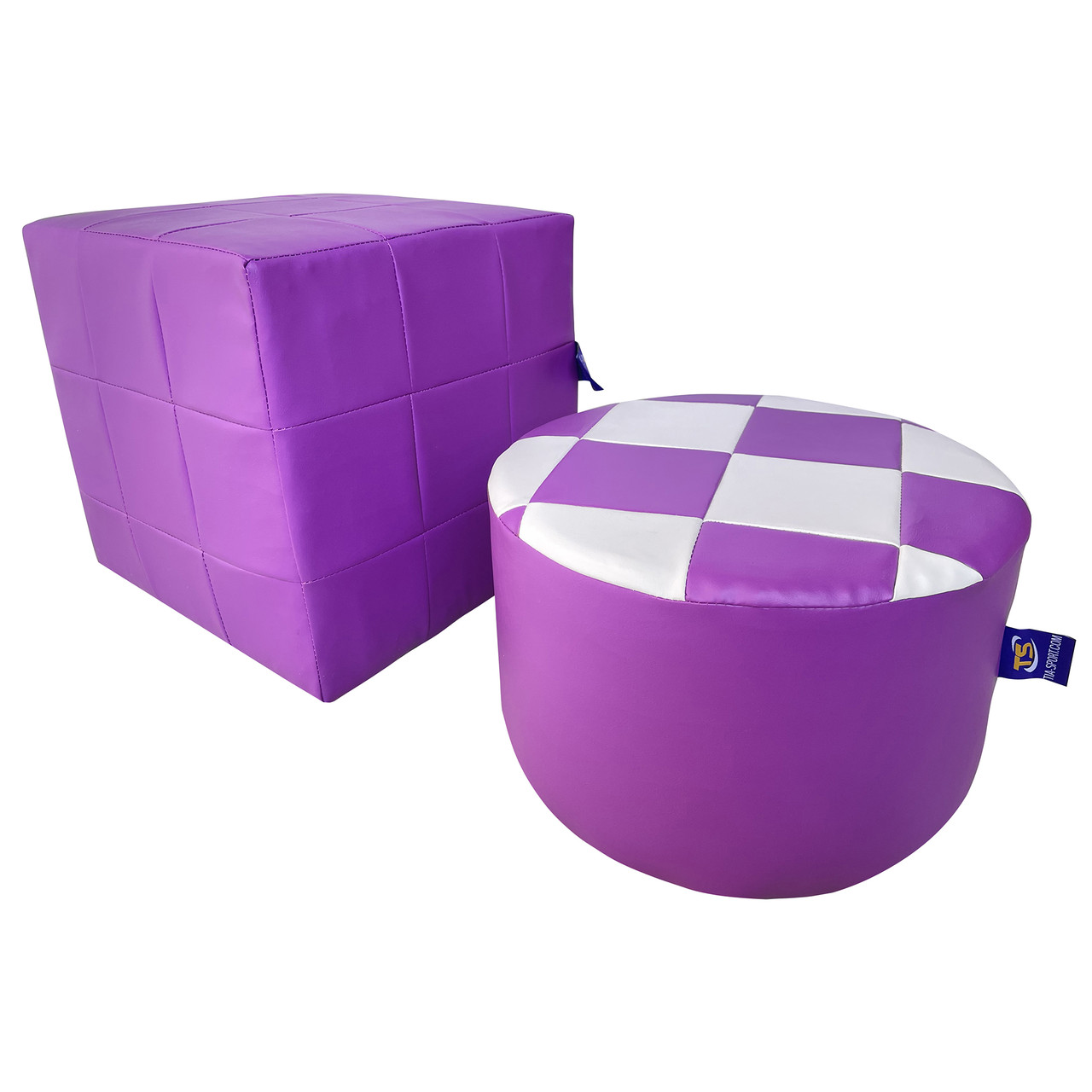Комплект каркасних пуфів Токіо і Шахматка, шкірозамінник 30х30х30 см (Тіа-sport ТМ)