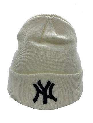 Шапка New York Yankees NY MLB Молочна з Чорним Лого, фото 1