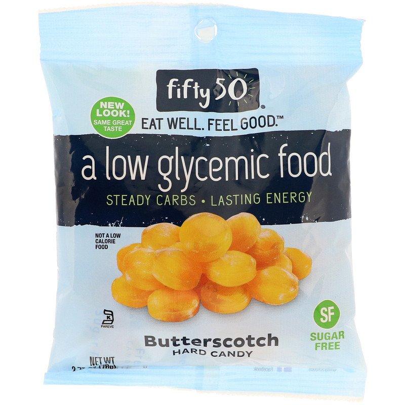 Льодяники вершкові без цукру Fifty 50 Butterscotch Hard Candy, Low Glycemic (78 г)