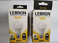 LED ЛАМПА LEBRON L-A60, 8W, E27, 2000K, 700LM, КУТ 240 °