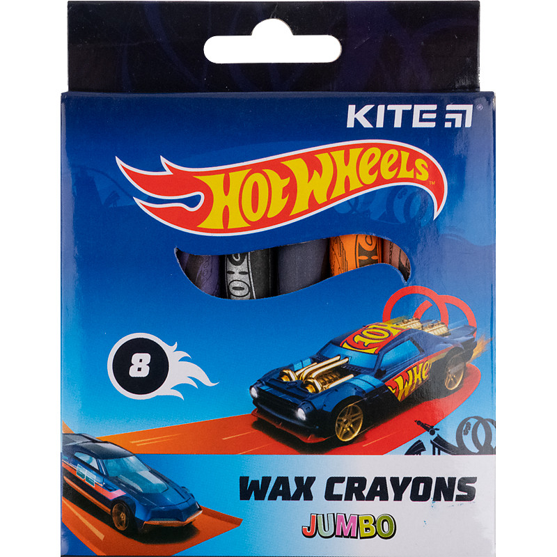 Крейда воскова Kite Jumbo Hot Wheels 8 кольорів HW21-076