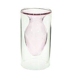 Декоративна Скляна Ваза "Пробудження", рожева прозора 15 см.