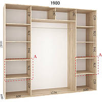 Шкаф-купе 1900х600х2100 Алекса - 3 фасада купить в Украине