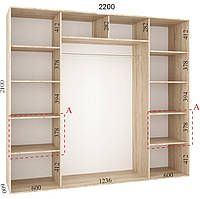 Шкаф-купе 2200х600х2100 Алекса - 3 фасада купить в Украине