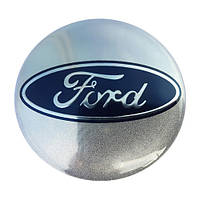 Логотип Ford silver алюм.d56,5мм на заглушки литых дисков 163086