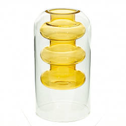 Декоративна Скляна Ваза "Сонячне тепло", жовта прозора 15 см.