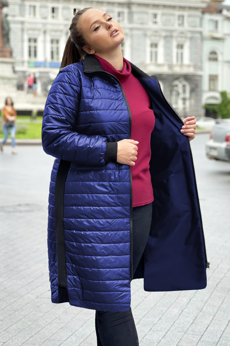 Женское демисезонное пальто Стефи синее - фото 2 - id-p883859322