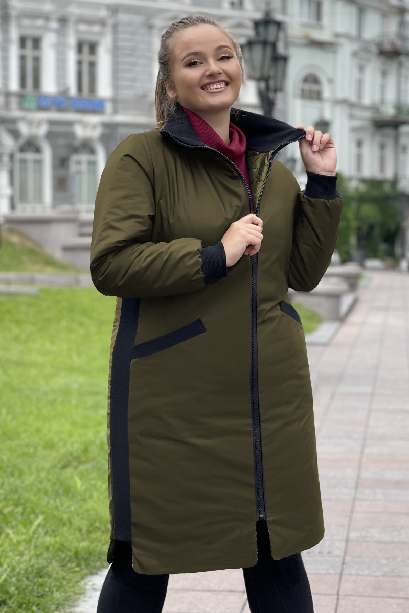 Стильное женское пальто Стефи хаки 50 - фото 1 - id-p1741798832