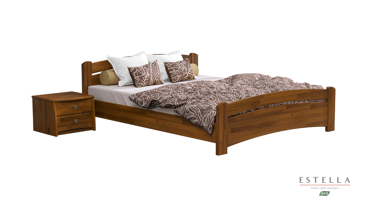 Двоспальне ліжко Estella Венеція дерев'яна х бука в кольорі горіх-світлий-103