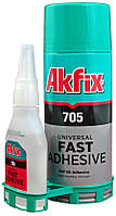 Akfix 705 - двухкомпонентный клей акфикс 705, универсальный супер клей + активатор, 100 г + 400 мл